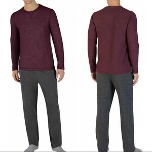 Eddie Bauer Men’s Top & Bottom Lounge Set Small Burgundy & Gray